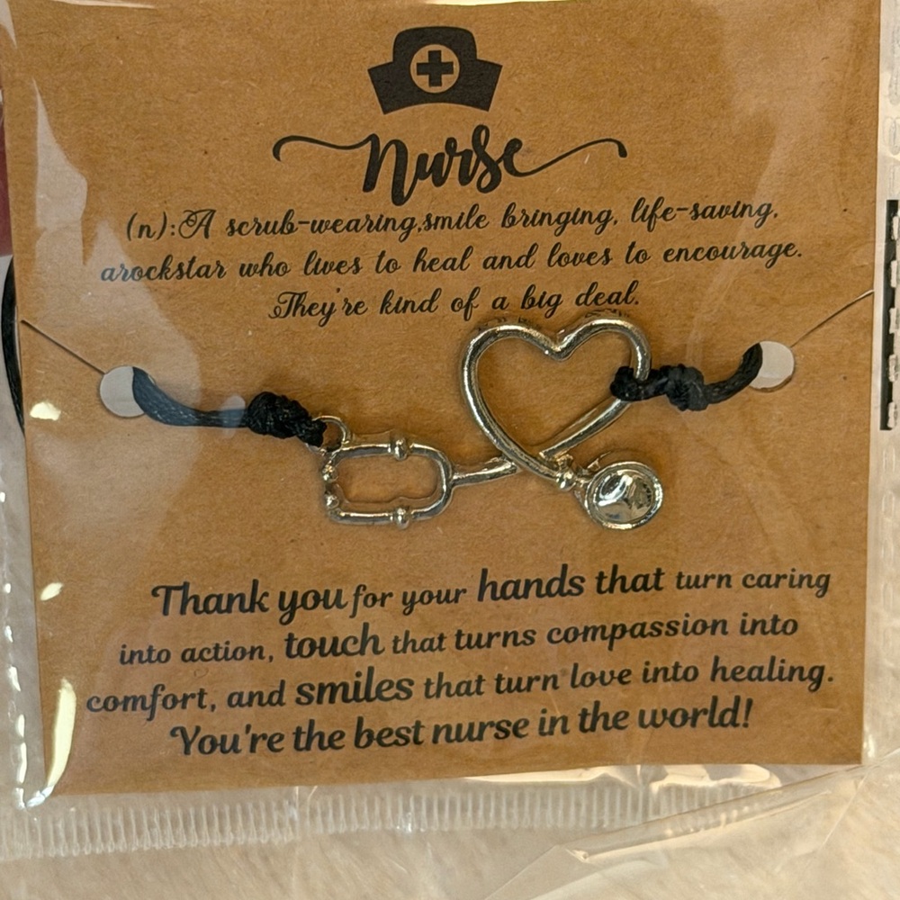 Silver Heart and Stethoscope Nurse Bracelet